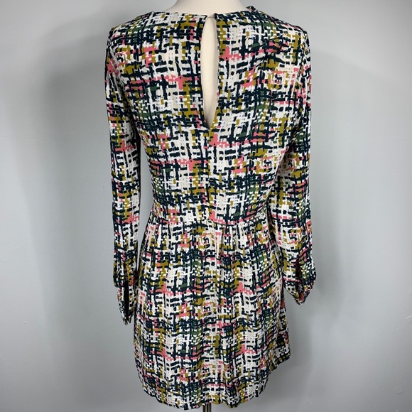 Zara Multicolored Pattern Frill Mock Neck Dress - Picture 2 of 8